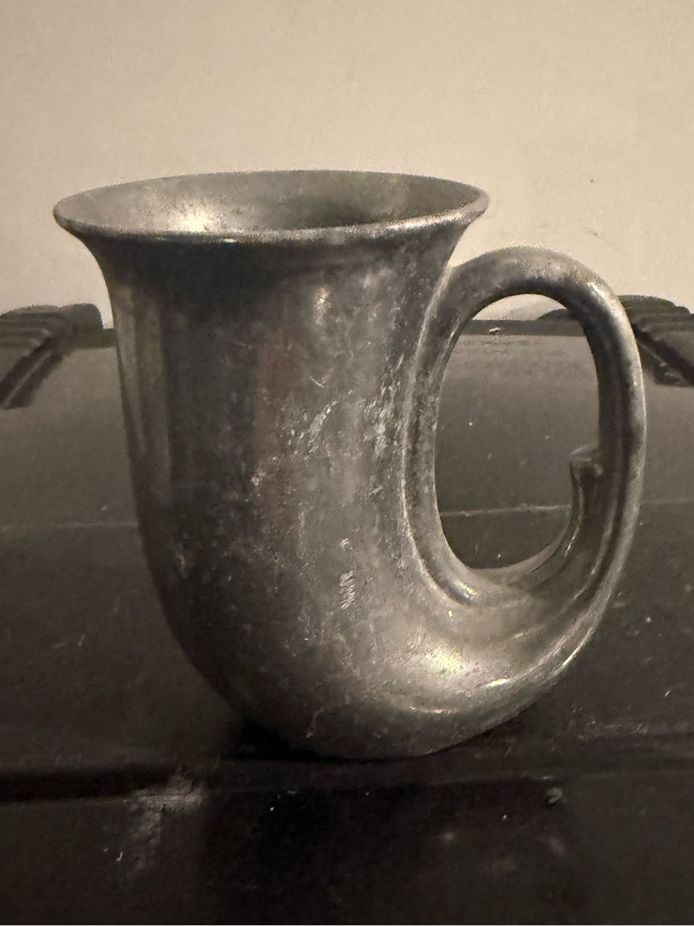 Unique Sculptural Ceramic Mug in Charcoal Gray